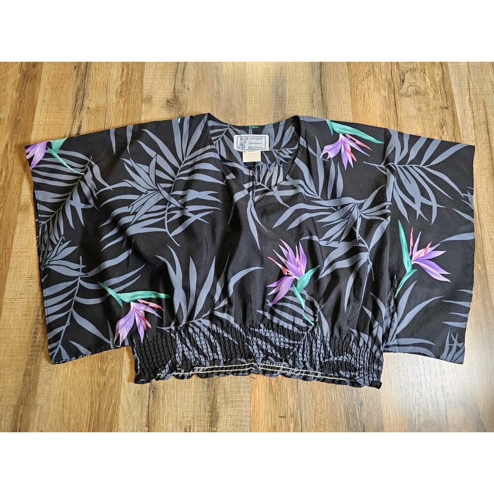Vintage Blue Hawaii Floral Tropical Crop Top Women's S/M Made in Hawaii Aloha - Picture 5 of 8
